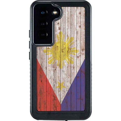 Philippines Flag Dark Wood Galaxy S24 Waterproof Case