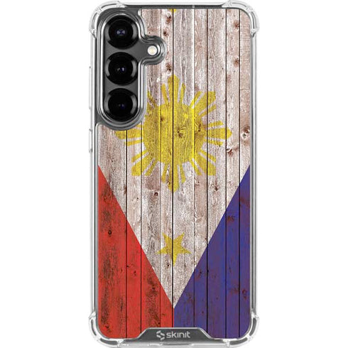 Philippines Flag Dark Wood Galaxy S26 Clear Case