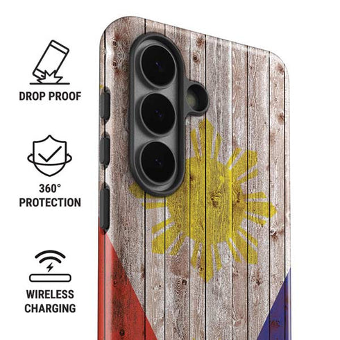 Philippines Flag Dark Wood Galaxy S26 Plus Impact Case
