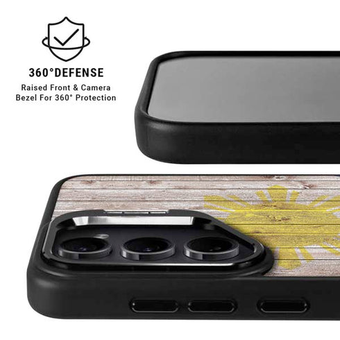 Philippines Flag Dark Wood Galaxy S26 Plus Kickstand Case