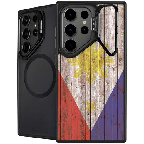 Philippines Flag Dark Wood Galaxy S26 Ultra Kickstand Case