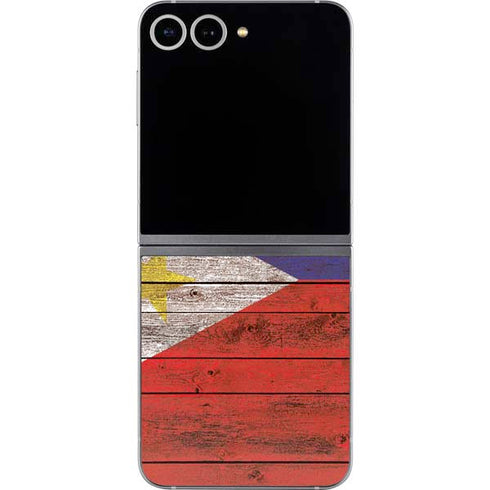 Philippines Flag Dark Wood Galaxy Z Flip6 Skin