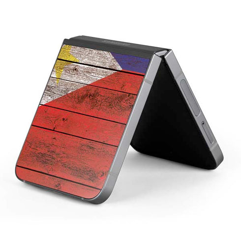 Philippines Flag Dark Wood Galaxy Z Flip6 Skin