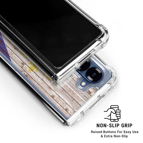 Philippines Flag Dark Wood Galaxy Z Fold6 Clear Case