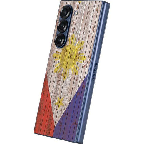 Philippines Flag Dark Wood Galaxy Z Fold6 Skin