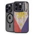 Philippines Flag Dark Wood iPhone 14 Pro Kickstand Case