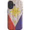 Philippines Flag Dark Wood iPhone 16 Plus Impact Case