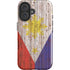 Philippines Flag Dark Wood iPhone 16 Plus Impact Case