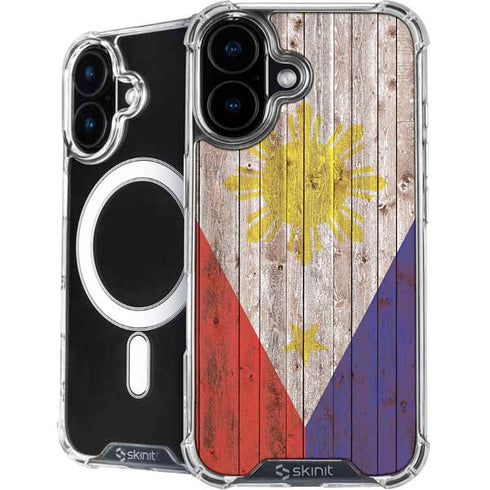 Philippines Flag Dark Wood iPhone 16 Plus MagSafe Case