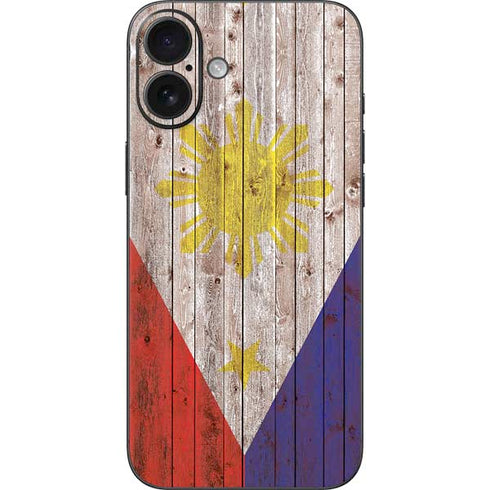 Philippines Flag Dark Wood iPhone 16 Plus Skin