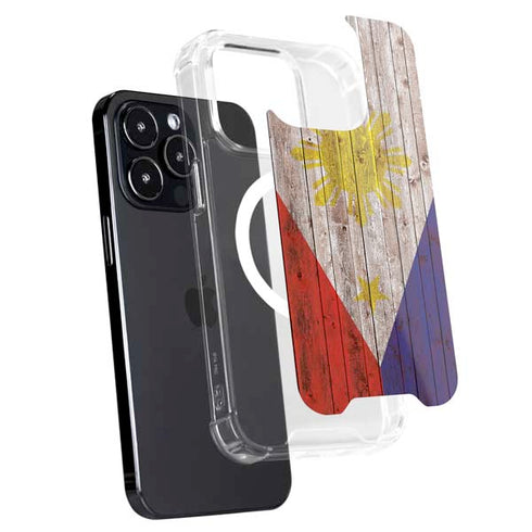 Philippines Flag Dark Wood iPhone 16 Pro MagSafe Case
