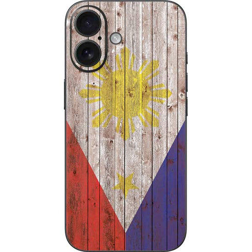 Philippines Flag Dark Wood iPhone 16 Skin