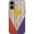 Philippines Flag Dark Wood iPhone 16 Skin
