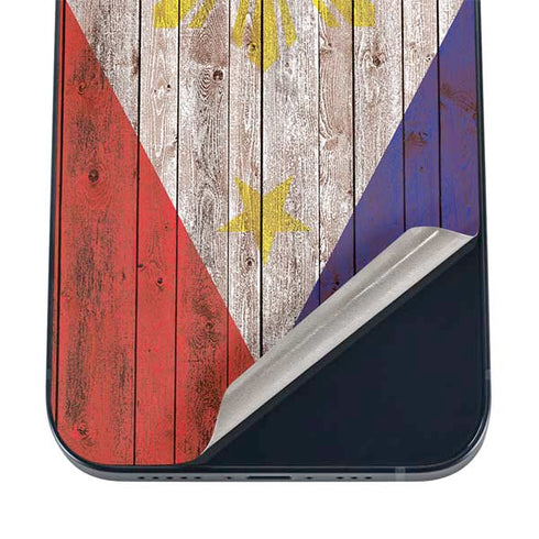 Philippines Flag Dark Wood iPhone 16 Skin