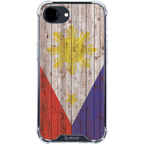 Philippines Flag Dark Wood iPhone 16e Clear Case