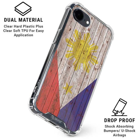 Philippines Flag Dark Wood iPhone 16e Clear Case