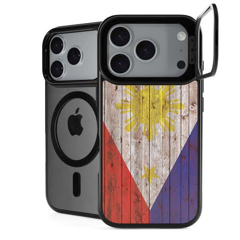 Philippines Flag Dark Wood iPhone 18 Pro Kickstand Case