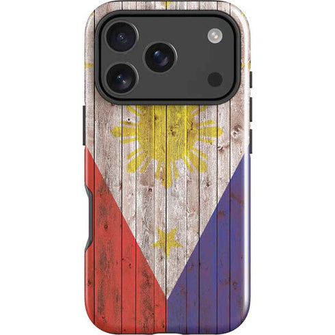 Philippines Flag Dark Wood iPhone 18 Pro Max Impact Case