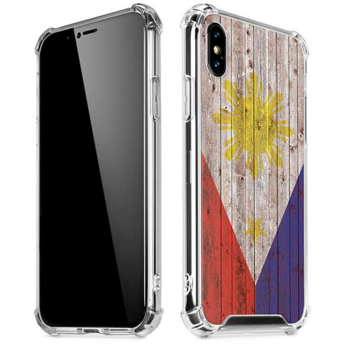 Philippines Flag Dark Wood iPhone X/XS Clear Case