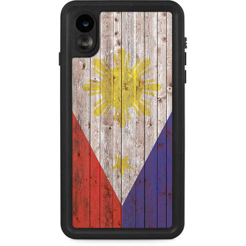Philippines Flag Dark Wood iPhone Cases