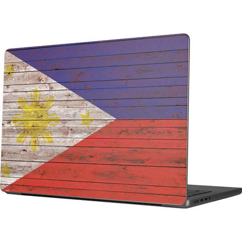 Philippines Flag Dark Wood Apple MacBook Pro 14-inch Skin