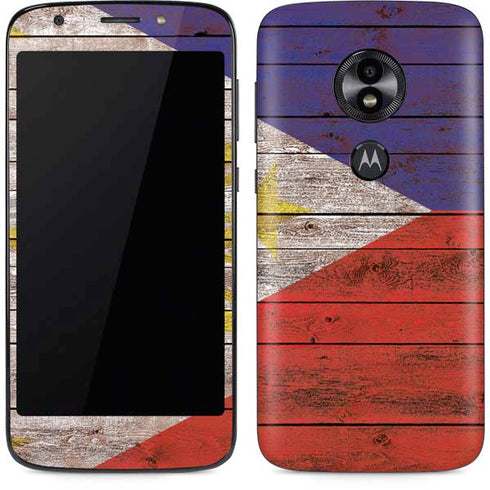 Philippines Flag Dark Wood Moto E5 Play Skin