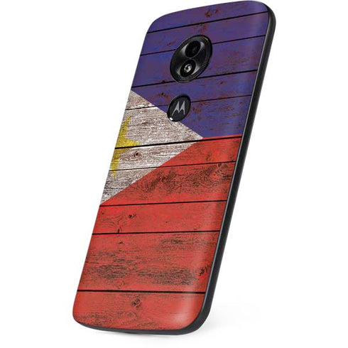 Philippines Flag Dark Wood Moto E5 Play Skin