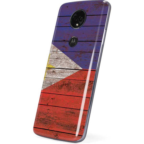 Philippines Flag Dark Wood Moto E5 Plus Skin