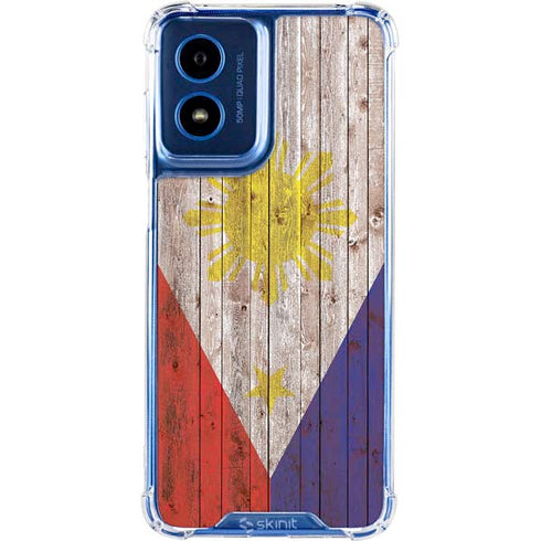 Philippines Flag Dark Wood Moto G Play 4G (2024) Clear Case
