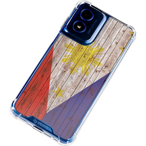 Philippines Flag Dark Wood Moto G Play 4G (2024) Clear Case