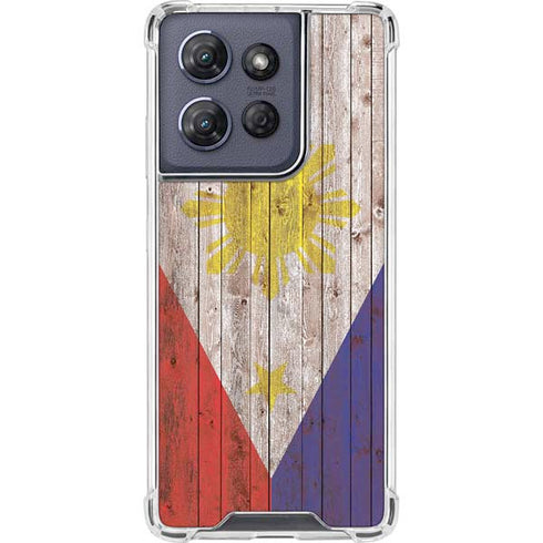 Philippines Flag Dark Wood Moto G Stylus 5G (2025) Clear Case