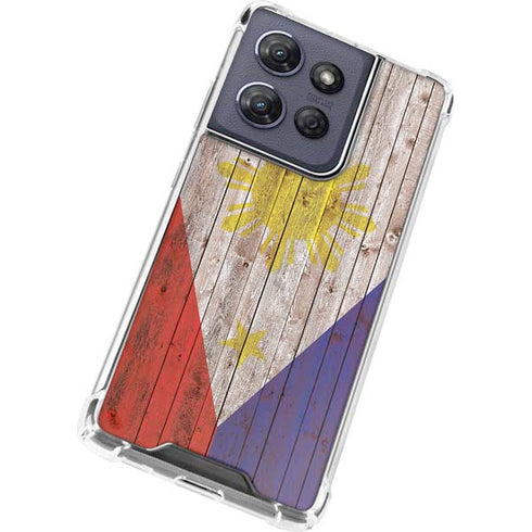 Philippines Flag Dark Wood Moto G Stylus 5G (2025) Clear Case