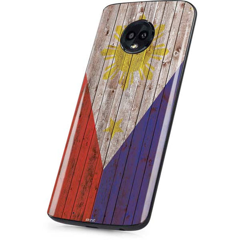 Philippines Flag Dark Wood Moto G6 Skin