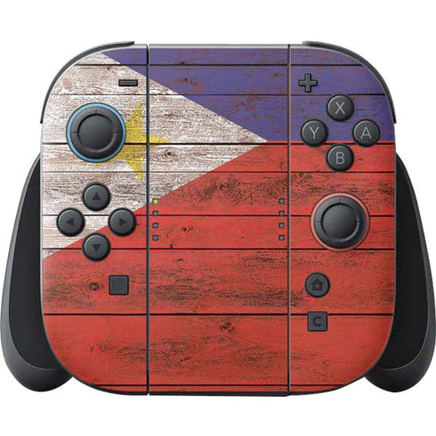 Philippines Flag Dark Wood Nintendo Switch 2 (2025) Joy-Con Controller Skin