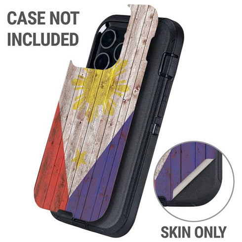 Philippines Flag Dark Wood Otterbox Defender iPhone Skin