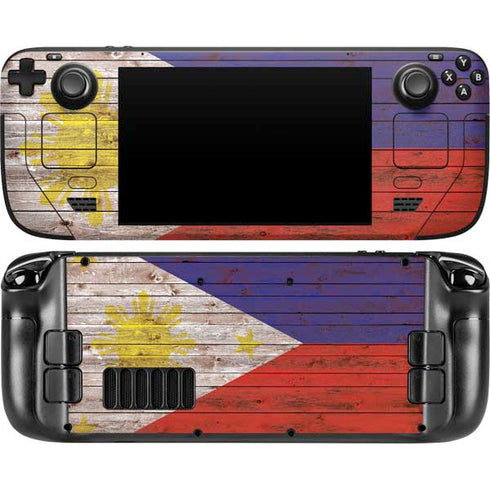 Philippines Flag Dark Wood Steam Deck Handheld Gaming Computer Skin