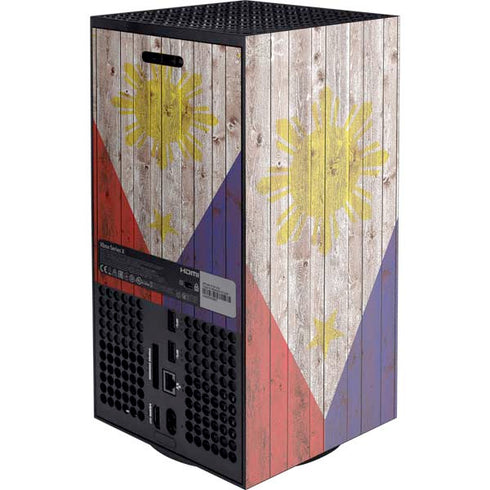 Philippines Flag Dark Wood XBox Series X Digital Edition Console Skin