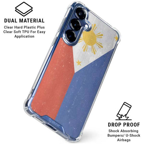 Philippines Flag Distressed Galaxy S25 Plus Clear Case
