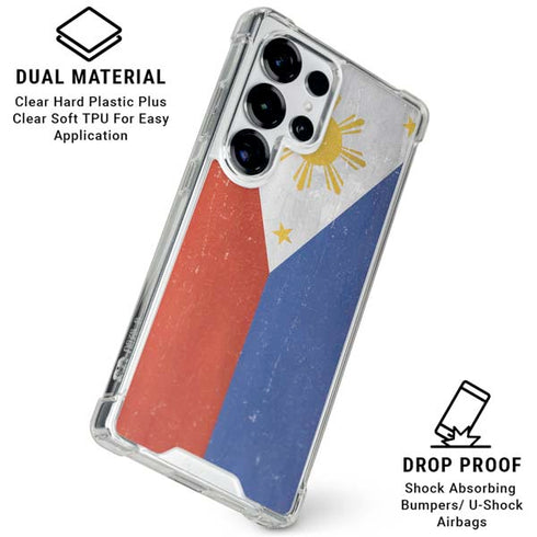 Philippines Flag Distressed Galaxy S25 Ultra Clear Case