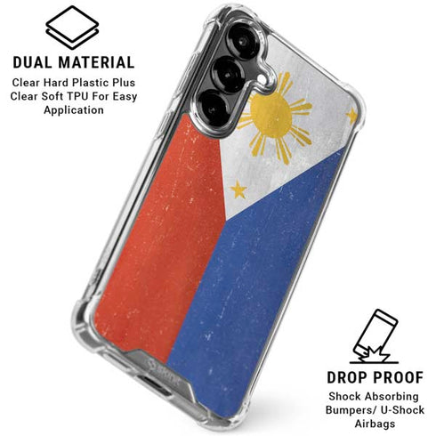 Philippines Flag Distressed Galaxy S26 Clear Case