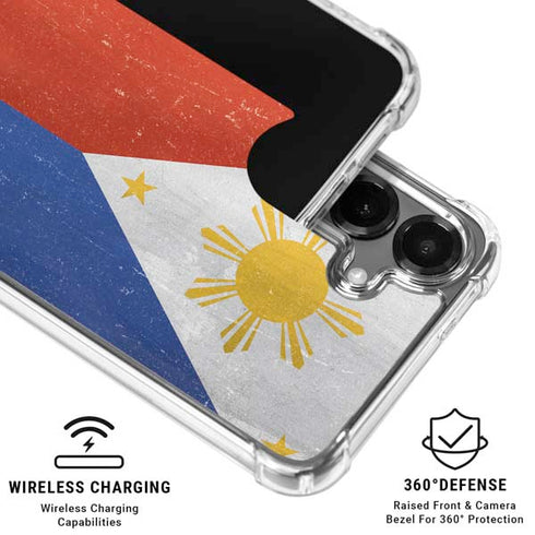 Philippines Flag Distressed Galaxy S26 Plus Clear Case