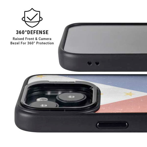 Philippines Flag Distressed iPhone 15 Kickstand Case