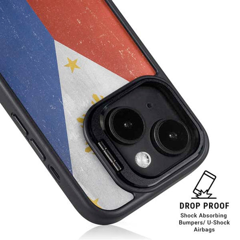 Philippines Flag Distressed iPhone 15 Kickstand Case