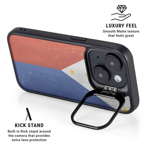 Philippines Flag Distressed iPhone 15 Plus Kickstand Case