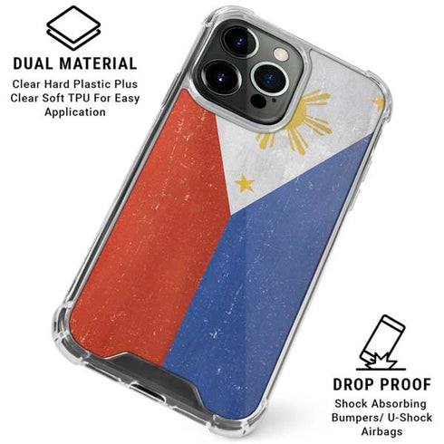 Philippines Flag Distressed iPhone 16 Pro Max Clear Case