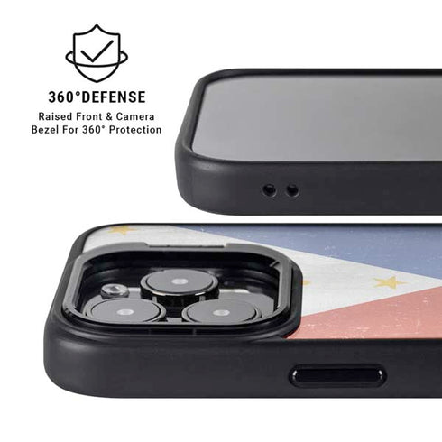 Philippines Flag Distressed iPhone 16 Pro Max Kickstand Case