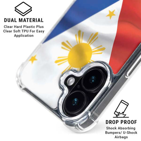 Philippines Flag iPhone 16 Plus Clear Case