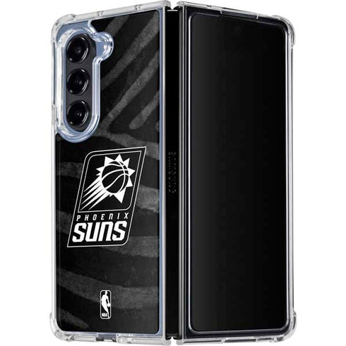 NBA Phoenix Suns Black Animal Print Galaxy Z Fold5 5G Clear Case