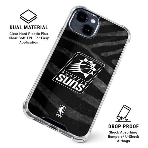 NBA Phoenix Suns Black Animal Print iPhone 15 Clear Case