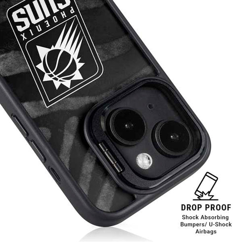 NBA Phoenix Suns Black Animal Print iPhone 15 Plus Kickstand Case